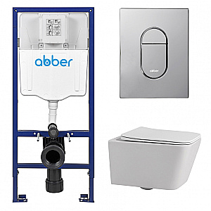 Унитаз ABBER Rechteck AC1201-AC0108-AC0124 белый, с крышкой микролифт, с инсталляцией, безободковый купить в интернет-магазине Sanbest