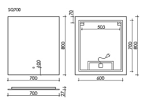 Зеркало с подсветкой Sancos Square 2.0 SQ2.700 70х80 в ванную от интернет-магазине сантехники Sanbest
