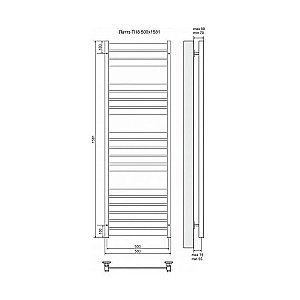 Полотенцесушитель электрический Terminus Латте П18 500x1581 левый/правый купить в интернет-магазине сантехники Sanbest