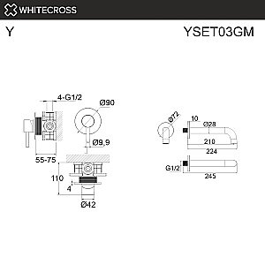 Смеситель для ванны WhiteCross Y YSET03GM оружейная сталь купить в интернет-магазине сантехники Sanbest