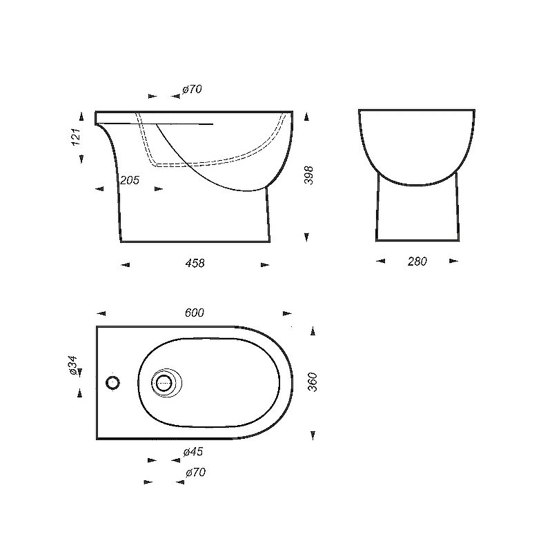 Биде Sanita Luxe Art ARTSLBI01 белое купить в интернет-магазине Sanbest