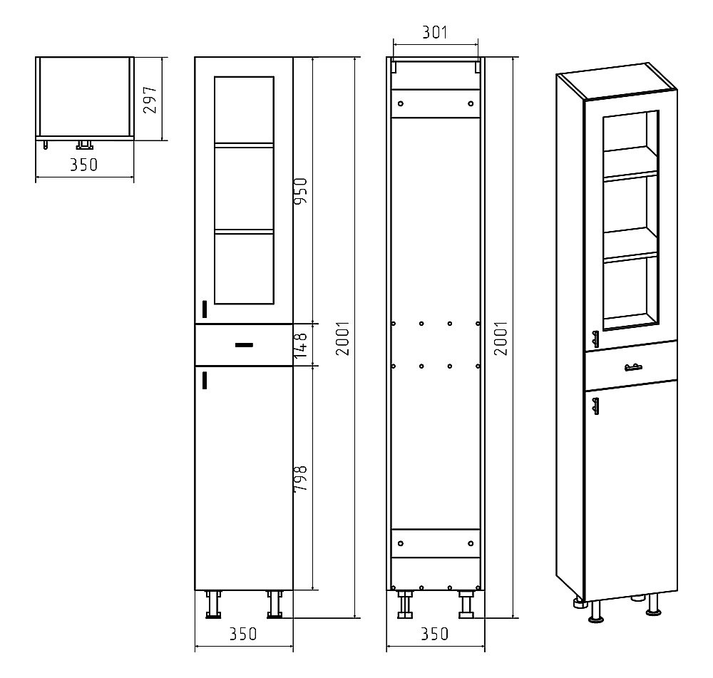 Пенал напольный Misty Урал 35 Э-Ура0503501-01П белый для ванной в интернет-магазине сантехники Sanbest