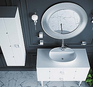 Тумба с раковиной Armadi Art Vallessi Avantgarde Piazza 80 со столешницей белая с хромом для ванной в интернет-магазине Sanbest