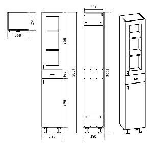 Пенал напольный Misty Урал 35 Э-Ура0503501-01П белый для ванной в интернет-магазине сантехники Sanbest