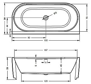Акриловая ванна Riho Desire Wall Mounted 180x84 B089001105 белая матовая купить в интернет-магазине Sanbest