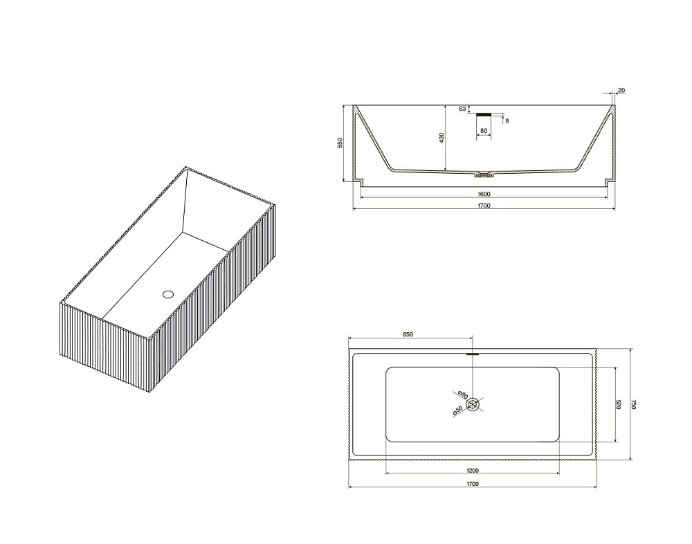 Ванна NT Bagno Lieto NT222 170х75 белая купить в интернет-магазине Sanbest