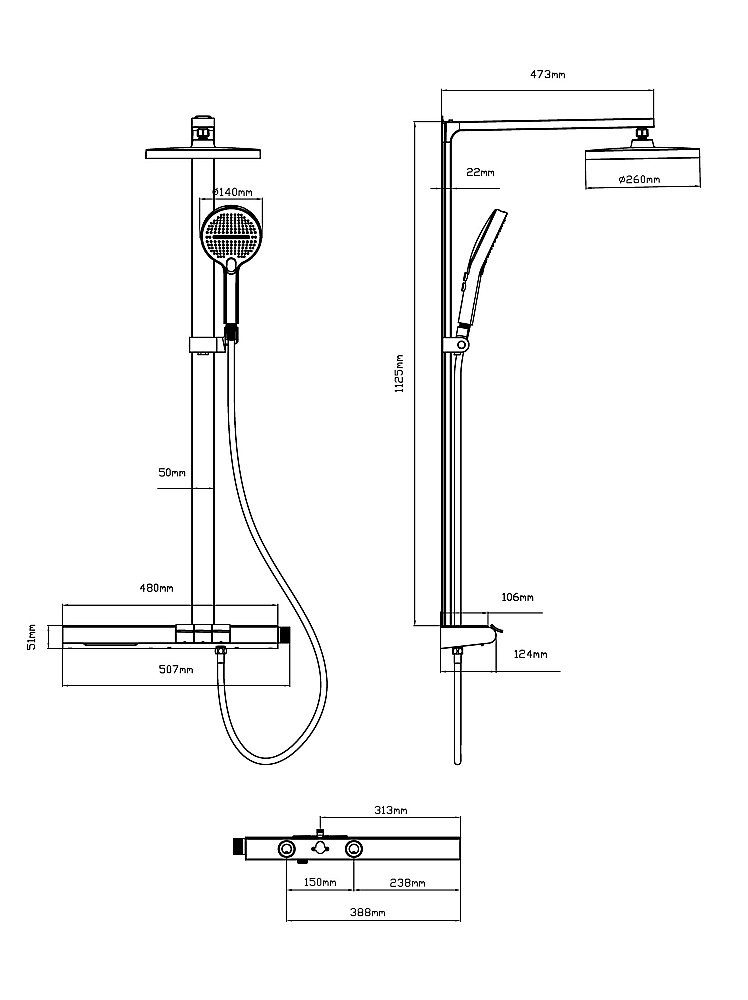 Душевая система Vincea Aspire VSFS-4AS1MB черная матовая купить в интернет-магазине сантехники Sanbest