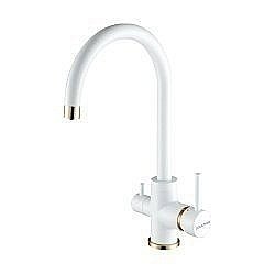 Смеситель для кухни Paulmark Essen Es213211-431BR Белый, бронза купить в интернет-магазине сантехники Sanbest