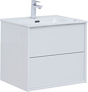 Тумба с раковиной Aquanet Lino 287540 60 (Flat) белый глянец для ванной в интернет-магазине Sanbest