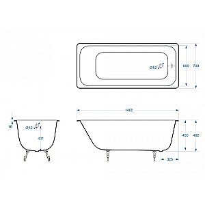 Ванна чугунная Delice Aurora Elite DLR230617-AS 140х70 белая купить в интернет-магазине Sanbest