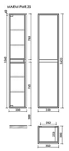 Пенал подвесной Sancos Marmi PMR35EG дуб галифакс натуральный для ванной в интернет-магазине сантехники Sanbest