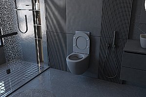 Унитаз подвесной ABBER BEQUEM AC1101MG с крышкой микролифт, безободковый, серый матовый купить в интернет-магазине Sanbest