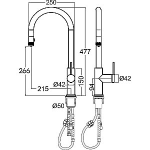 Смеситель для кухни Paulmark Galant Ga213077-AN антрацит матовый купить в интернет-магазине сантехники Sanbest
