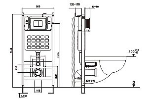 Унитаз подвесной Abber Bequem AC1100T-AC0105-AC0120NG белый, безободковый, с инсталляцией, с крышкой микролифт, слив-торнадо, с кнопкой никель купить в интернет-магазине Sanbest