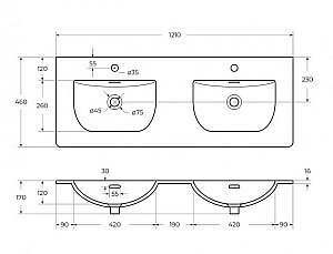 Тумба с раковиной BelBagno MARINO-CER-N-1200-4C-SO-BL-P Bianco Lucido для ванной в интернет-магазине Sanbest