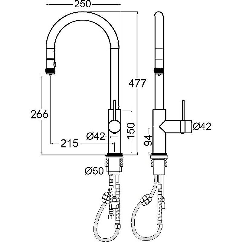 Смеситель для кухни Paulmark Galant Ga213077-AN антрацит матовый купить в интернет-магазине сантехники Sanbest