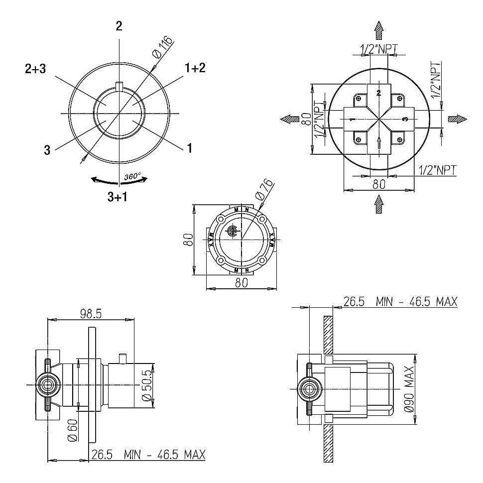 Дивертор PAINI Cox 78CR471 хром для смесителя в интернет-магазине сантехники Sanbest