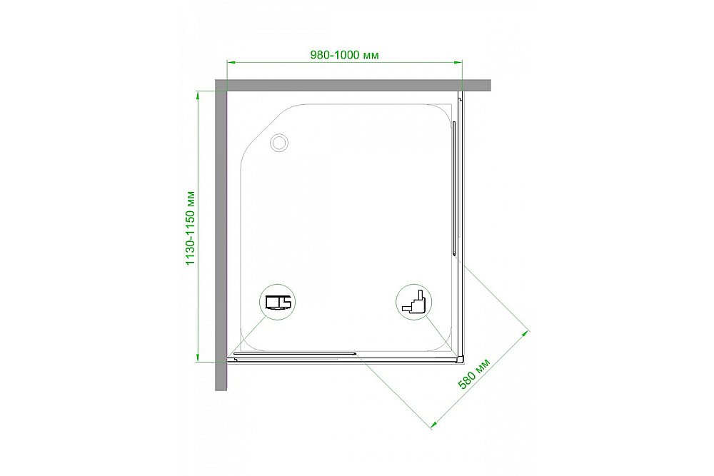 Душевой уголок Royal Bath RB11510HPD-T-BL 100х115 прозрачный купить в интернет-магазине Sanbest