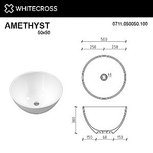 Раковина накладная WhiteCross AMETHYST 50 0711.050050.200 белая матовая купить в интернет-магазине Sanbest