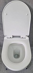 Унитаз подвесной CeramaLux 2196-2 белый, безободковый, с крышкой микролифт купить в интернет-магазине Sanbest