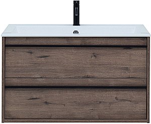 Тумба с раковиной Aquanet Lino 90 Дуб Веллингтон для ванной в интернет-магазине Sanbest