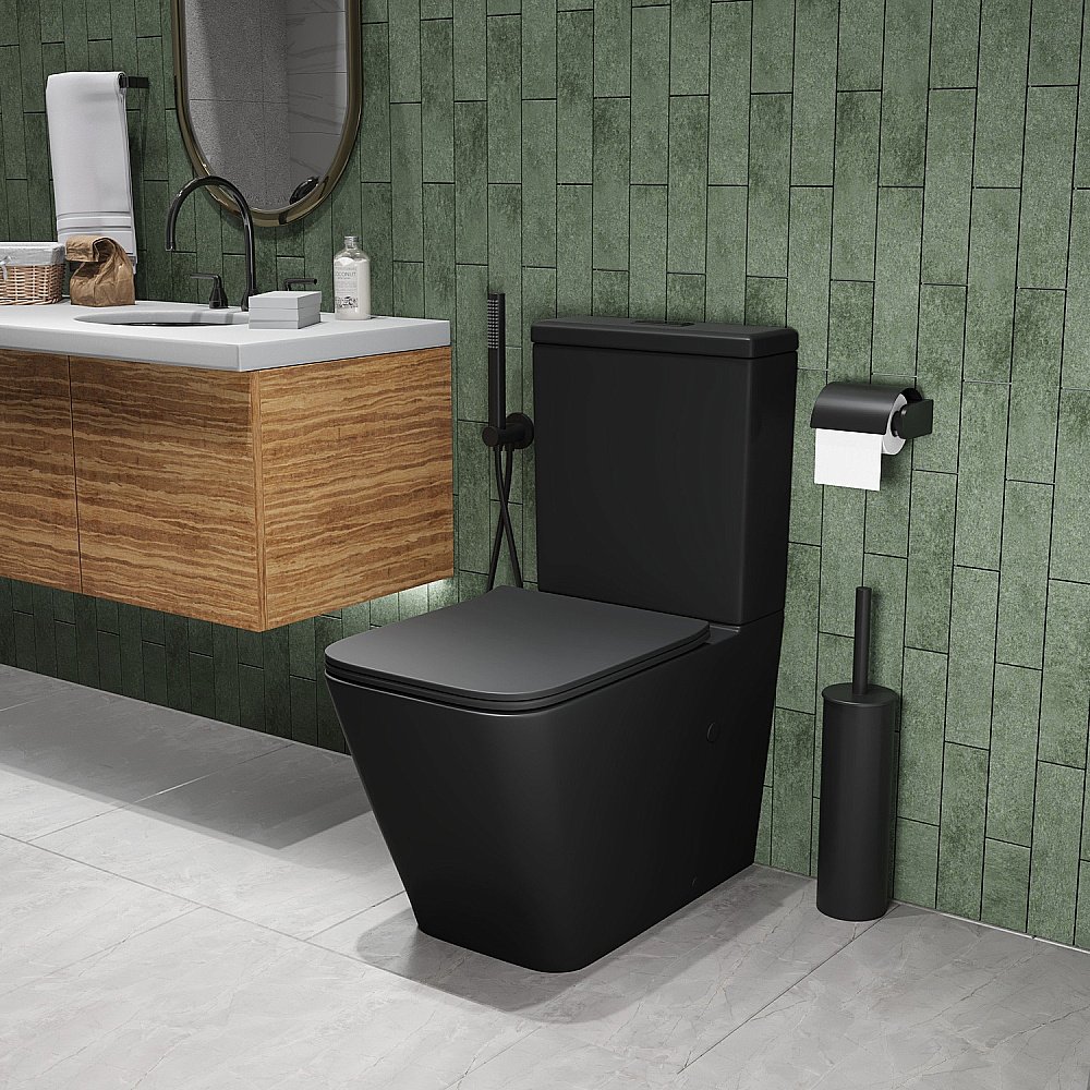Унитаз-компакт Grossman GR-4445BMS безободковый, с бачком, с крышкой микролифт, черный матовый купить в интернет-магазине Sanbest