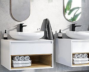 Тумба с раковиной Excellent TUTO MLEX.0102.800.WHBL 80 белый/дуб для ванной в интернет-магазине Sanbest