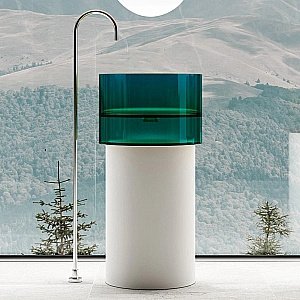 Раковина напольная ABBER Kristall AT2701White-Aquamarin-H бирюзовая/белая купить в интернет-магазине Sanbest