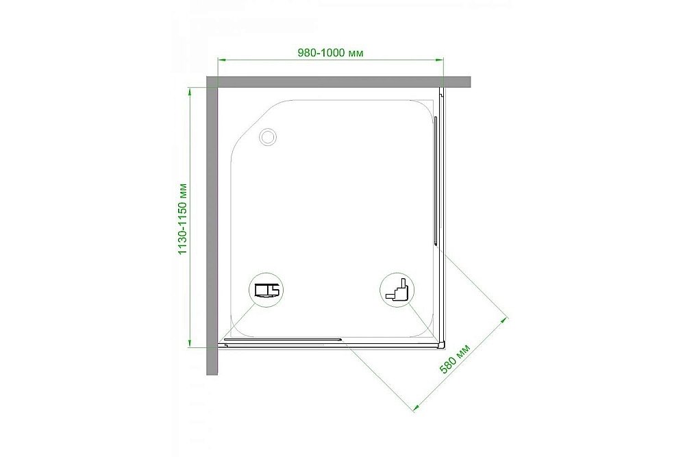 Душевой уголок Royal Bath RB11510HPD-C 100х115 матовый купить в интернет-магазине Sanbest