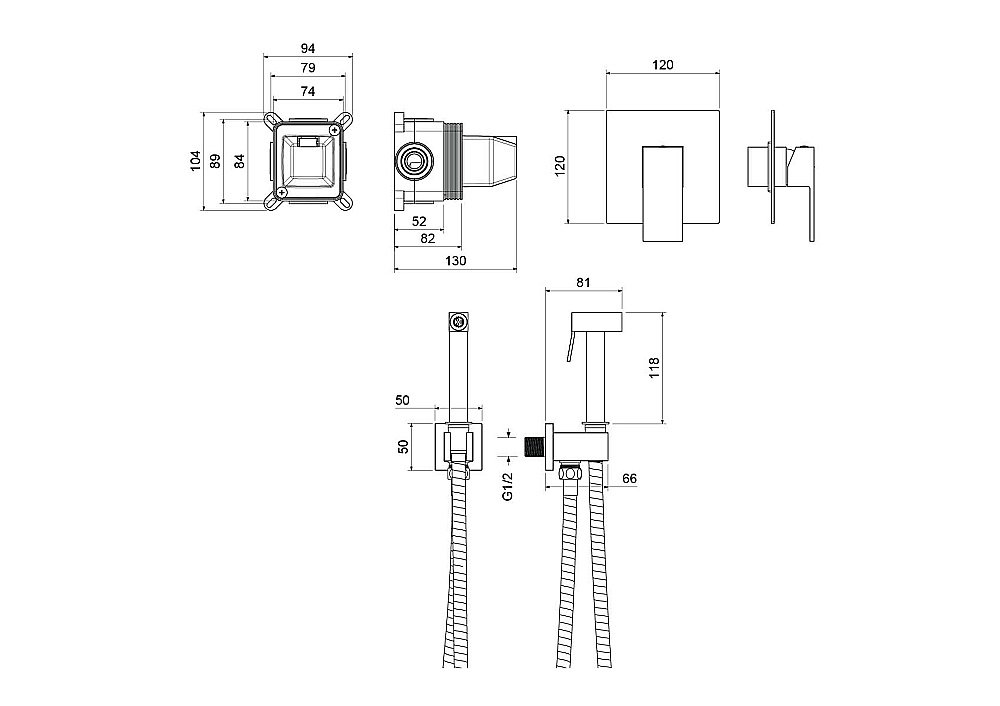 Гигиенический душ Aquatek Либра AQ1619MB черный матовый купить в интернет-магазине сантехники Sanbest