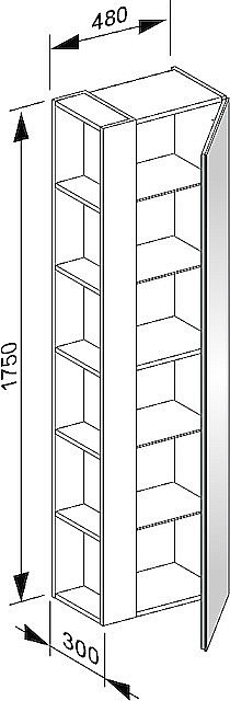 Пенал KEUCO PLAN 32931300002 48 петли справа, белый для ванной в интернет-магазине сантехники Sanbest