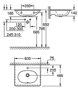Раковина Grohe Essence Ceramic 60 3956500H белая купить в интернет-магазине Sanbest