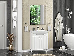 Тумба с раковиной Misty Изео - 70 Э-Изе01070-021Н белая для ванной в интернет-магазине Sanbest