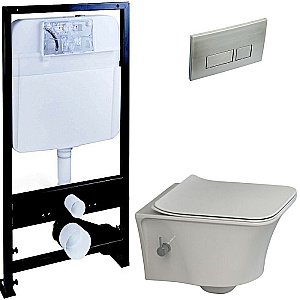 Унитаз Boheme Mirage 965-2 с инсталяцией и кнопкой 664-NB белый глянцевый/никель, безободковый, с функцией биде купить в интернет-магазине Sanbest