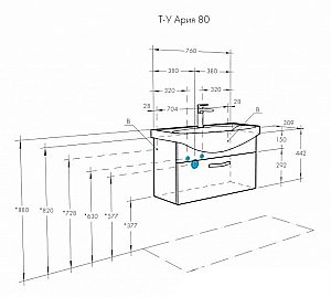 Тумба с раковиной Акватон Ария 80 белая глянцевая для ванной в интернет-магазине Sanbest