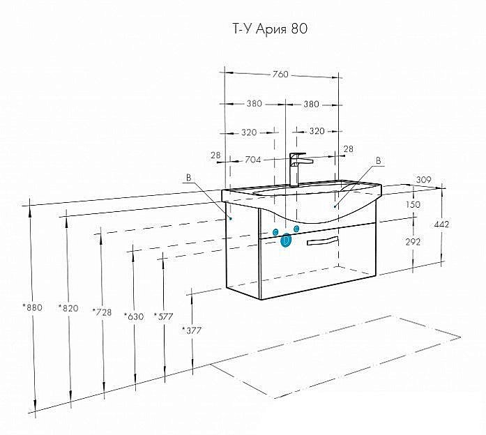 Тумба с раковиной Акватон Ария 80 белая глянцевая для ванной в интернет-магазине Sanbest