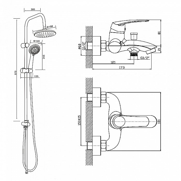 Душевая система Orange Alfi M18-933cr хром купить в интернет-магазине сантехники Sanbest