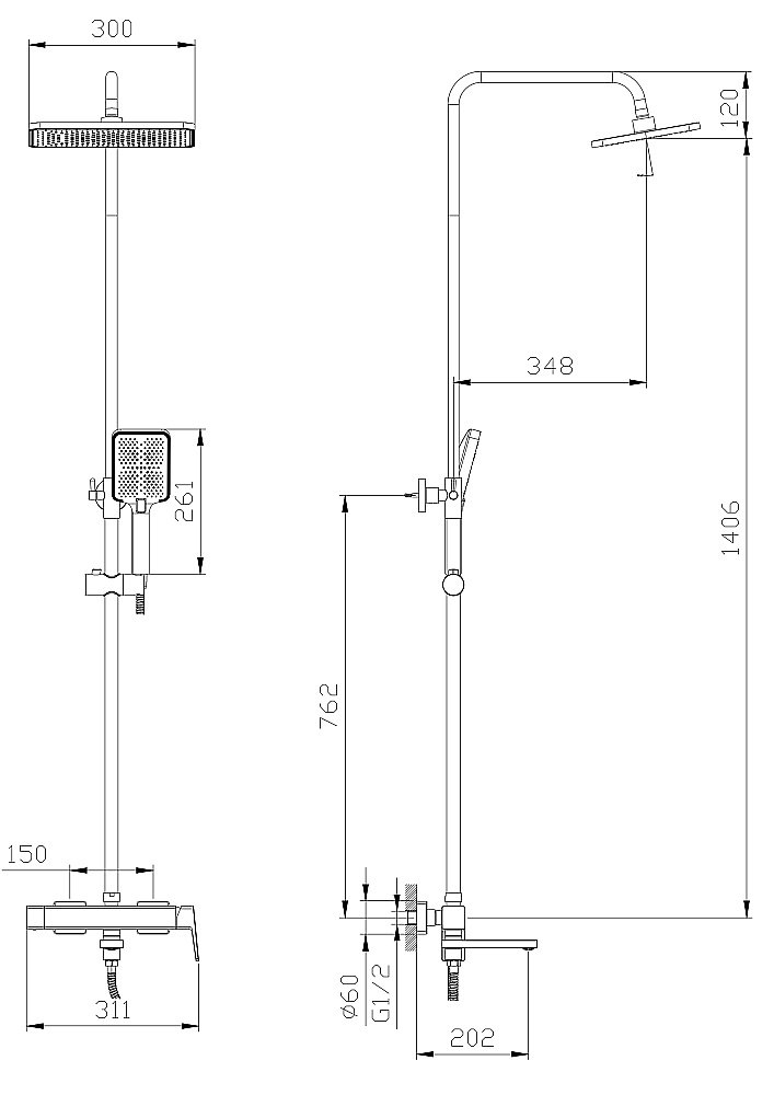 Душевая система Rush ST4235-90 хром купить в интернет-магазине сантехники Sanbest