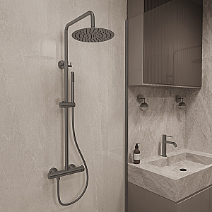 Душевая система Vincea City VSFS-4CT1GM вороненая сталь купить в интернет-магазине сантехники Sanbest