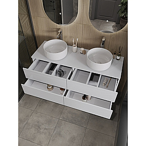 Тумба с раковиной Orange Otto 130 Ot-130TuMDF+B07-345W белая глянцевая для ванной в интернет-магазине Sanbest