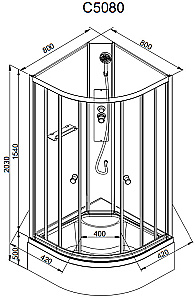 Душевая кабина AvaCan C Серия C5080 N 80х80 без крыши купить в интернет-магазине Sanbest