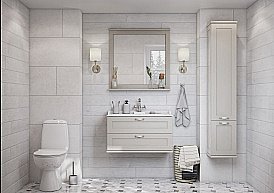 Тумба с раковиной Акватон Леон/Фабиа 80 дуб белый для ванной в интернет-магазине Sanbest