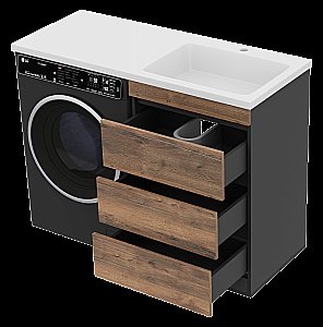 Тумба с раковиной Misty Коломбо - 60 П-Кол06060-0113Я (Раковина Эстет Даллас 120) темное дерево/серый для ванной в интернет-магазине Sanbest