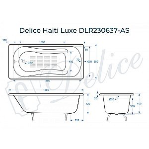 Ванна Delice Haiti Luxe Elite 160х80 DLR230636-AS 160х80 белая купить в интернет-магазине Sanbest