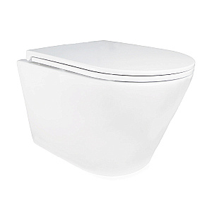 Унитаз подвесной Azario SONGO AZ-5180T-WHT белый, безободковый, с крышкой микролифт, слив торнадо купить в интернет-магазине Sanbest