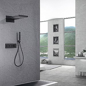 Душевая система Abber RUND AF8752B черная матовая купить в интернет-магазине сантехники Sanbest