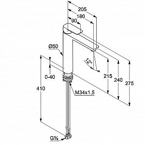 Смеситель для раковины Kludi Pure&Style 402963975 черный купить в интернет-магазине сантехники Sanbest