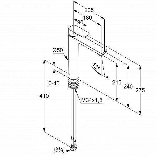 Смеситель для раковины Kludi Pure&Style 402963975 черный купить в интернет-магазине сантехники Sanbest