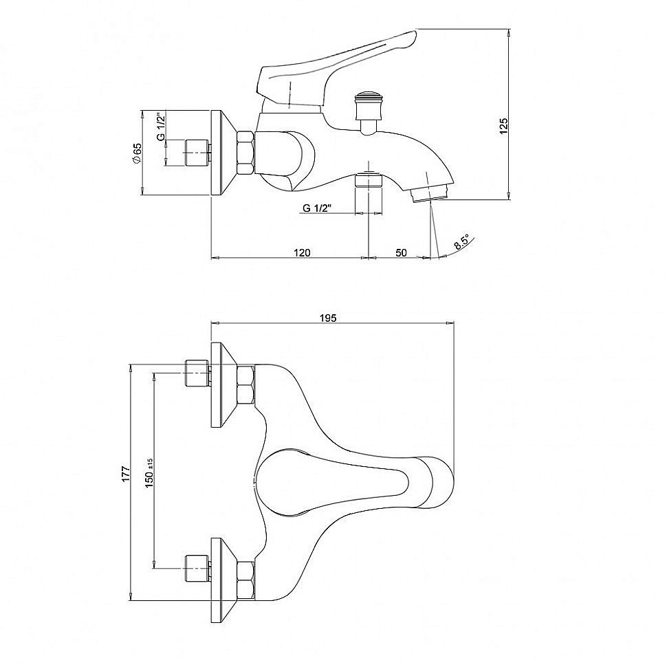 Смеситель для ванны PAINI Bios 39CR11105LMKM хром купить в интернет-магазине сантехники Sanbest