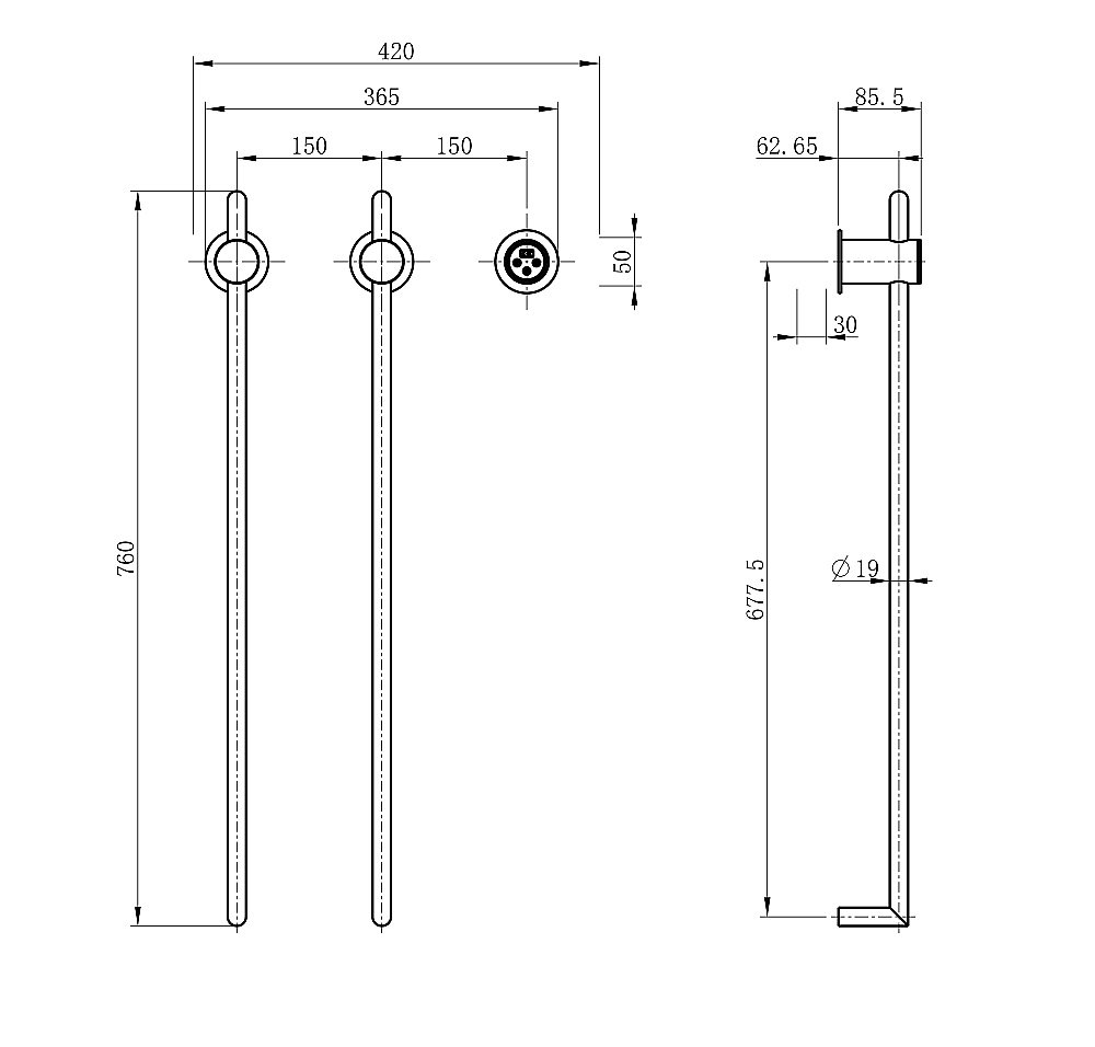 Полотенцесушитель электрический встраиваемый WONZON & WOGHAND LEIPZIG, Брашированное золото (WW-AL3621-BG) купить в интернет-магазине сантехники Sanbest